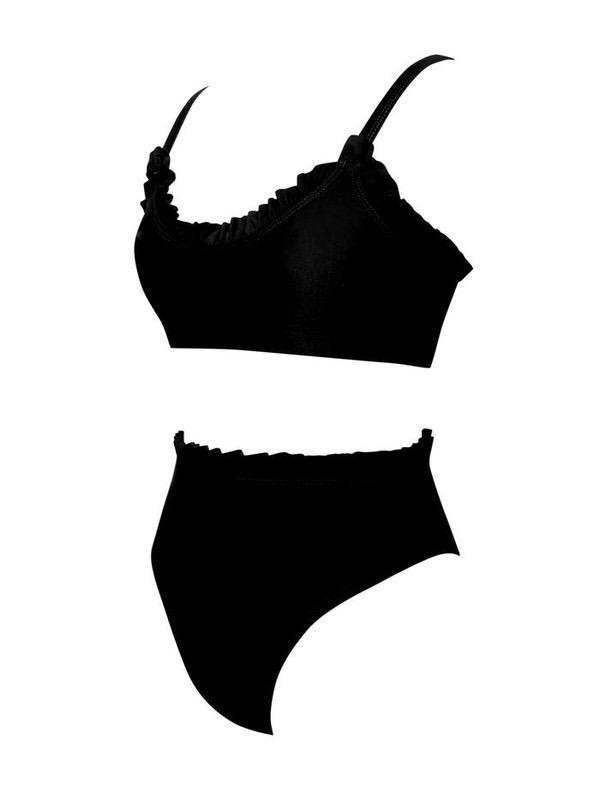 High Waisted Ruffle Bikini (Black)