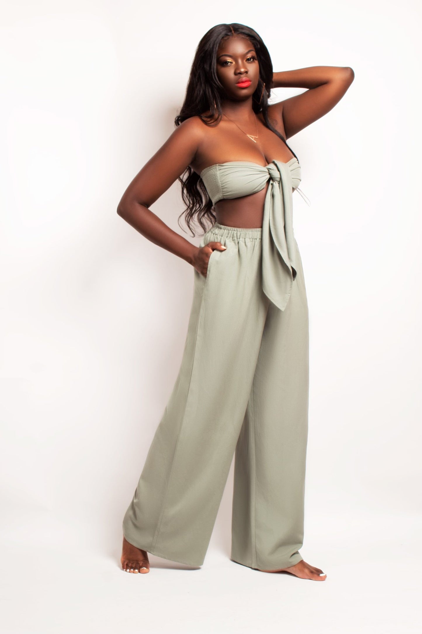 Lavish Linen Pant Set (Sage)