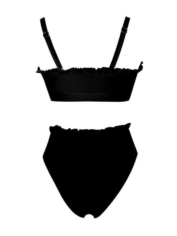 High Waisted Ruffle Bikini (Black)