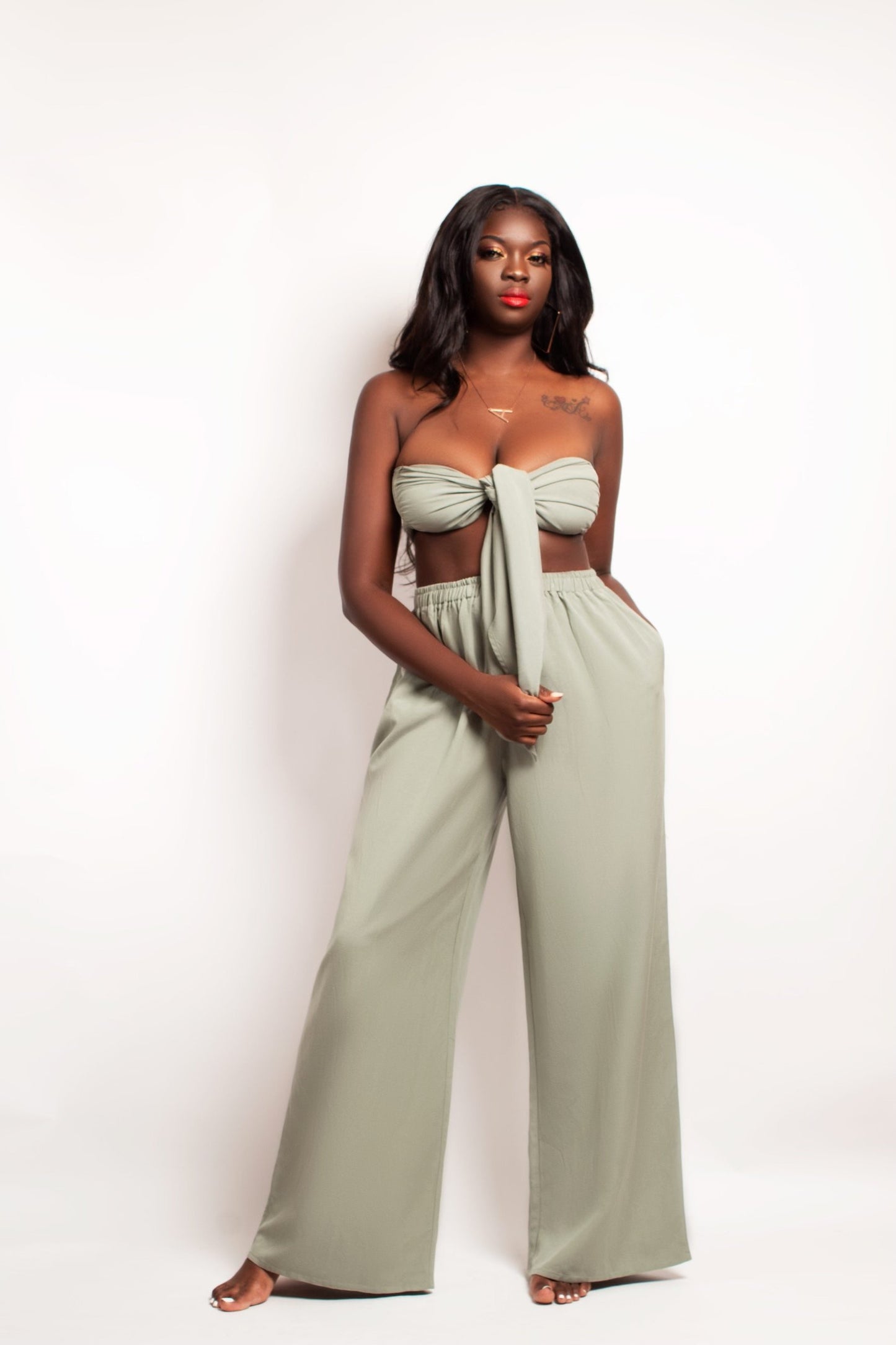 Lavish Linen Pant Set (Sage)