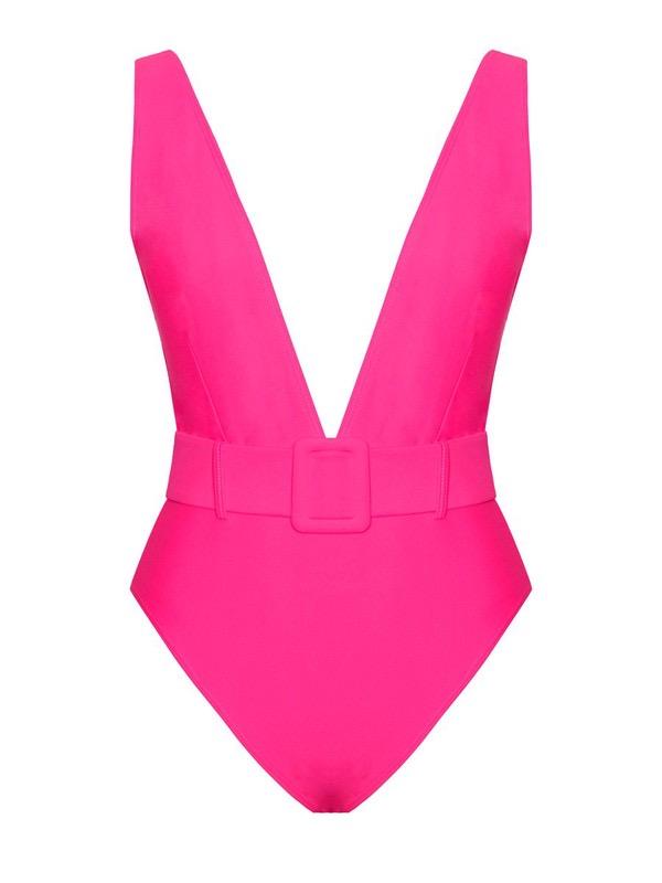 Belted One Piece- Neon Pink