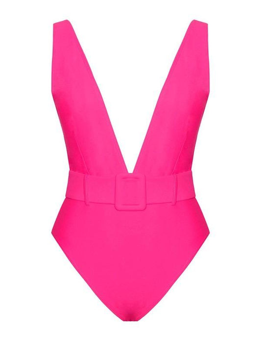 Belted One Piece- Neon Pink