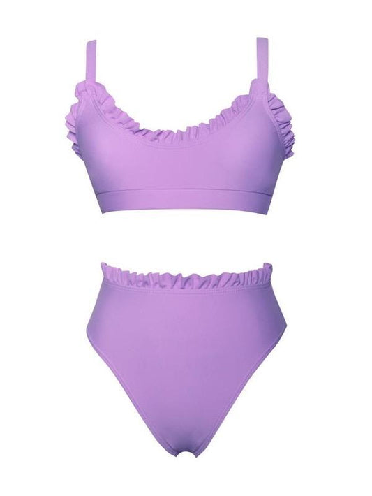 High Waisted Ruffle Bikini (Violet)