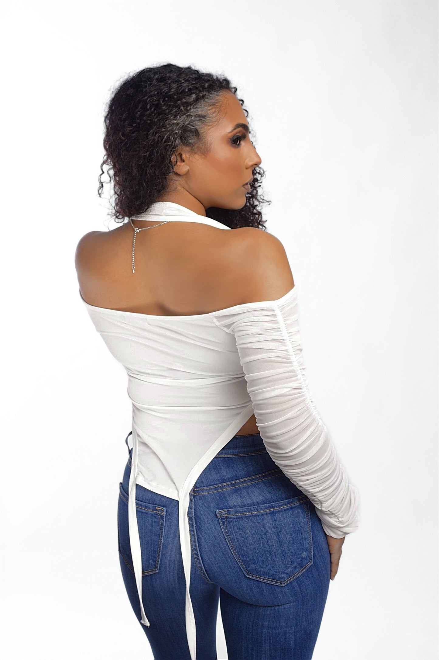 Cold Shoulder Top- Off White